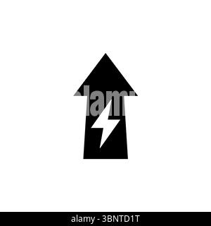 Maison et Flash, Electricity House Solid Flat Vector icône isolé sur fond blanc. Illustration de Vecteur