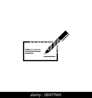 Ecrire chèque bancaire. Stylo signature chèque solide vecteur plat isolé sur fond blanc. Illustration de Vecteur