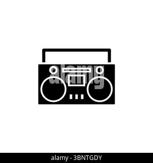 Lecteur de cassette, Boombox Ghetto Blaster Solid Flat Vector icône isolé sur fond blanc Illustration de Vecteur