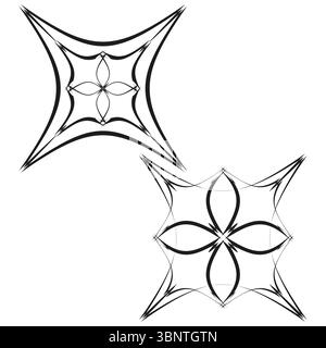 Icône en forme d'étoile filaire. Forme pointue et pointue. Vecteur de compas Spiky. Forme de contour fin Illustration de Vecteur