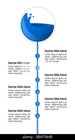 Modèle d'infographie avec 6 options ou étapes. Conduite d'eau. Peut être utilisé pour la mise en page de flux de travail, diagramme, bannière, webdesign. Illustration vectorielle Illustration de Vecteur