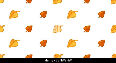 Dessin animé automne Falling Leaves Pattern. Motif sans couture avec de jolies feuilles d'automne de dessin animé dans des tons jaunes et orange. Style plat, palette chaude, isolé Illustration de Vecteur