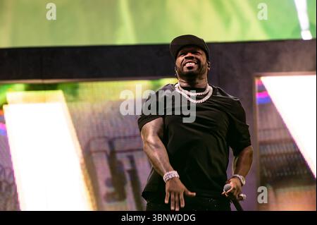 Londres, Royaume-Uni. 3 juillet 2025. 50 cent apporte son Legacy Tour au Tottenham Hotspur Stadium. Cristina Massei/Alamy Live News Banque D'Images