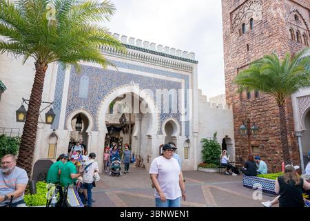 Le Pavillon du Maroc à EPCOT a été conçu pour ressembler à une ville marocaine avec un minaret réaliste. Banque D'Images