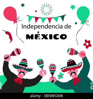 Contexte du jour de l'indépendance du Mexique . Concept de vacances pour le 16 septembre. Illustration de Vecteur