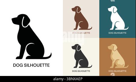 Logo de siège de silhouette de chien avec style minimal Illustration de Vecteur