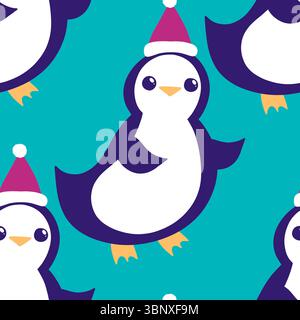 Motif de pingouin sans couture animaux de Noël pour l'emballage du papier et des tissus et des draps et des vêtements pour enfants imprimés et emballage du nouvel an et pac d'hiver Noel Banque D'Images