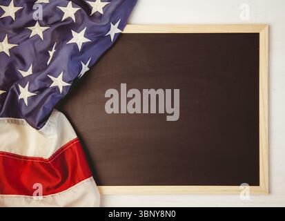 Drapeau américain on chalkboard Banque D'Images