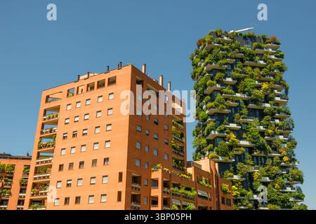 Milan Italie 28 juin 2025 : le Bosco verticale est un complexe de deux bâtiments résidentiels, avec la présence de plus de deux mille espèces d'arbres, inc Banque D'Images