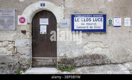 Amboise, France -16 octobre 2019 : Monument Château dus Clos Luce, ancienne résidence de Léonard de Vinci, Amboise, Frankrijk Banque D'Images