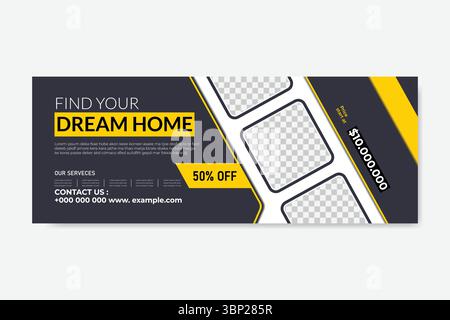 Couverture immobilière de vente de maison de rêve et illustration vectorielle immobilière de bannière Web Illustration de Vecteur