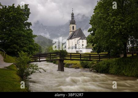 Église paroissiale de riches Sebastian à Ramsau BEI Berchtesgaden (Allemagne) Banque D'Images