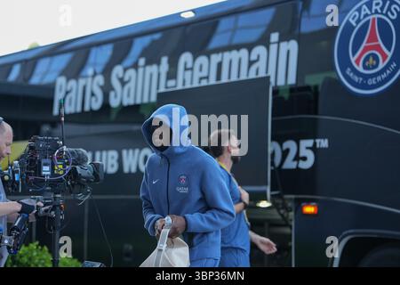 Atlanta, États-Unis. 5 juillet 2025. Ousmane Dembele du Paris Saint-Germain arrive avant le match de quart de finale entre le Paris Saint-Germain (FRA) et le FC Bayern Munich (GER) à la Coupe du monde des clubs FIFA 2025 au Mercedes-Benz Stadium, Atlanta, Géorgie, États-Unis, le 5 juillet, 2025. crédit : Huang Zongzhi/Xinhua/Alamy Live News Banque D'Images