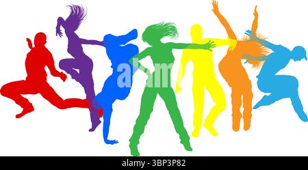 Danseurs Silhouette Street Dance pose silhouettes Illustration de Vecteur