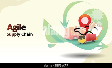 concept de gestion agile de la chaîne logistique. Une chaîne d'approvisionnement flexible qui répond rapidement aux changements de la demande du marché. illustration de la gestion de la chaîne logistique Illustration de Vecteur
