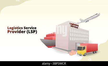 Prestataire de services logistiques LSP concept. illustration de gestion de la chaîne logistique illustration vectorielle Illustration de Vecteur
