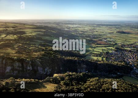 Vue en montgolfière de Mendips ; Somerset ; Royaume-Uni Banque D'Images