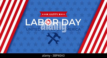 Bannière de la fête du travail américaine. Affiche américaine de bonne fête du travail. Illustration vectorielle Illustration de Vecteur