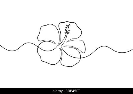 Fleur d'hibiscus une ligne dessin illustration vectorielle minimaliste Illustration de Vecteur