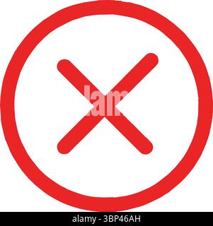 Symbole Croix-Rouge à l'intérieur du cercle pour erreur ou action interdite Illustration de Vecteur