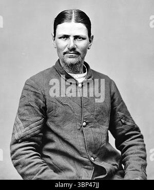 Une photographie portrait de Thomas P. 'Boston' Corbett, un soldat et meunier anglais de l'Union américaine qui a tué John Wilkes Booth, l'assassin du président Abraham Lincoln le 26 avril 1865. c. 1865 Banque D'Images