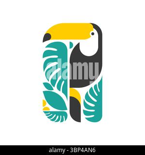 Icône de symbole d'oiseau tropical Toucan Illustration de Vecteur