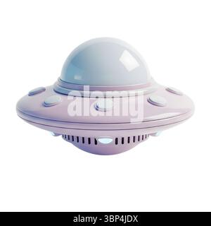 Rendu 3D minimaliste ufo dans un rendu doux et lisse Banque D'Images