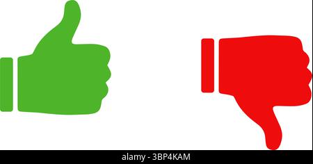 Icônes pouce vers le haut et vers le bas – représentant l'approbation et le rejet. Illustration de Vecteur