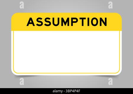 Bannière d'étiquette dont le titre est jaune avec le mot Assomption et un espace de copie blanc, sur fond gris Illustration de Vecteur
