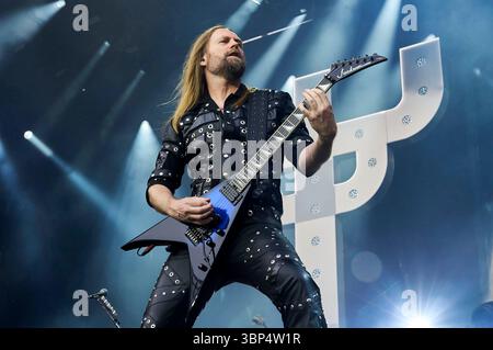 Andy Sneap von Judas Priest live beim 'Scorpions & Friends Coming Home'-Jubiläumskonzert in der Heinz von Heiden Arena. Hanovre, 05.07.2025 Banque D'Images