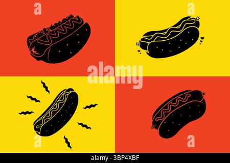 Collection de silhouette de hot dog illustration vectorielle Illustration de Vecteur