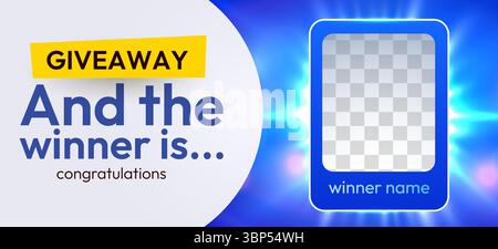 Et le gagnant est... Modèle de publication sur les médias sociaux de l'annonce des gagnants du concours. Annonce du gagnant du concours. Illustration vectorielle Illustration de Vecteur