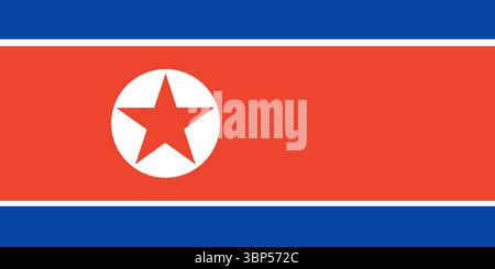 Drapeau de la Corée du Nord. Couleurs et proportions officielles. Drapeau national de Corée du Nord. Illustration de Vecteur