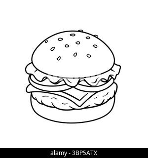 Illustration vectorielle de livre de coloriage Burger Illustration de Vecteur