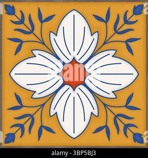 Carrelage azulejo portugais à motif sans couture avec coulis gris, carrelage en céramique factice coloré. Photo de haute qualité Banque D'Images