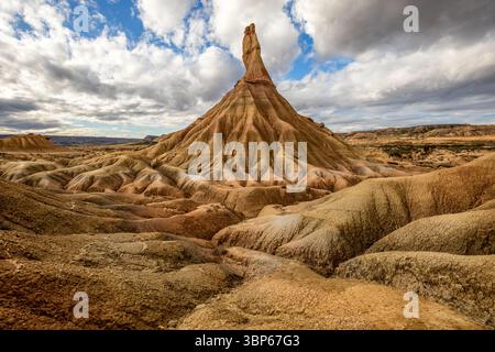 Curieuse formation géologique due à l'érosion dans le parc naturel de Brdenas Reales, Réserve de biosphère, en Navarre, Espagne Banque D'Images