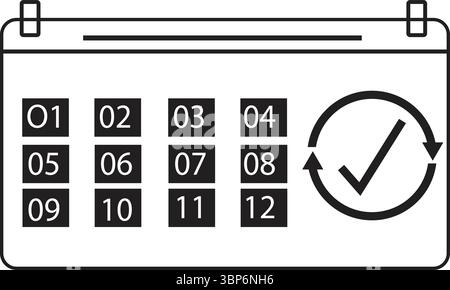 Disposition moderne du calendrier avec des chiffres et symbole d'horloge pour la planification Illustration de Vecteur