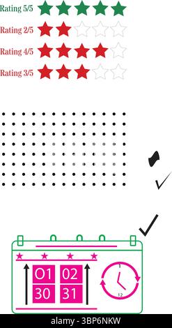 Évaluation des avis des clients définie en orange et vert pour les commentaires IU rouge et vert pour les avis sur les produits Illustration de Vecteur
