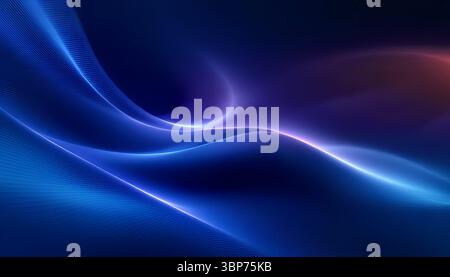 Flux abstrait néon bleu avec gradient de lumière Banque D'Images