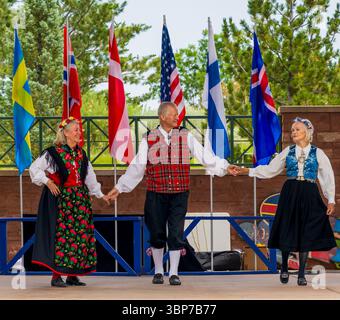 Highland Ranch, Colorado - 30 juin 2025 : Festival scandinave de la mi-été au Colorado, un événement annuel passionnant qui célèbre un scandinave unique Banque D'Images