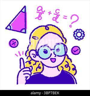 illustration ludique de l'éducation, calcul mathématique contour plat style dessiné à la main Illustration de Vecteur
