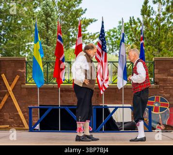 Highland Ranch, Colorado - 30 juin 2025 : Festival scandinave de la mi-été au Colorado, un événement annuel passionnant qui célèbre un scandinave unique Banque D'Images