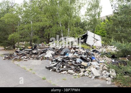 Déversement illégal de déchets volumineux dans la forêt. Intrus illégal Sperrmuell im Wald Banque D'Images