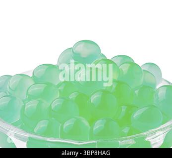 Nourriture, thé vert à bulles sur verre isolé Banque D'Images