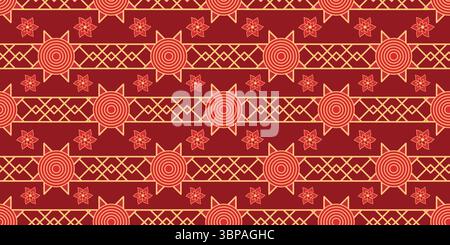 Motif sans couture traditionnel du nouvel an chinois abstrait avec des fleurs. Vector Luxury Happy Chinese New Year Pattern, couleurs rouge et dorée. Lunaire Illustration de Vecteur