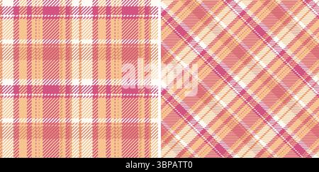 Deux motifs écossais pastel sans couture dans les tons pêche et rose. Parfait pour la conception textile, les arrière-plans de site Web ou les projets de mode. Illustration de Vecteur
