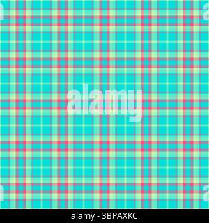 Vecteur textile sans couture personnalisable, carreaux de tartan à motif court. Fond de texture de tissu écossais d'été dans la palette de couleurs sarcelle et verte. Illustration de Vecteur