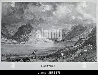 Crummock Water, Lake District England, gravure vintage des années 1800 Banque D'Images