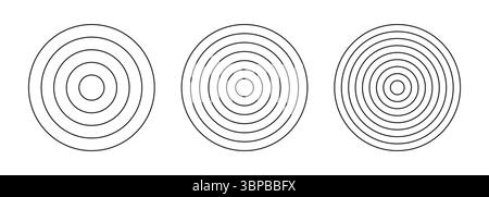 Ensemble de cercles concentriques de grilles polaires. Roue de la vie ou tracker d'habitudes. Collection de diagrammes circulaires divisés en segments. Papier quadrillé polaire vierge Illustration de Vecteur