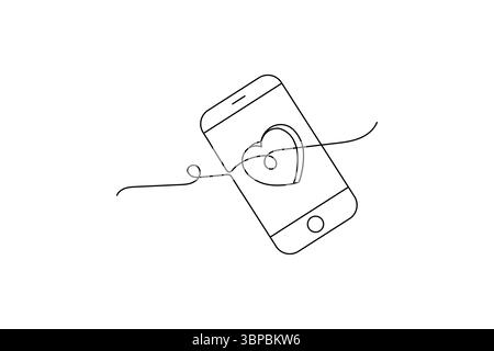 Art continu d'une ligne de smartphone illustration vectorielle premium Deign Illustration de Vecteur